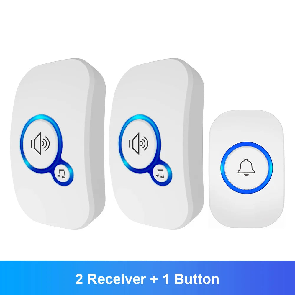Fuers Wireless Smart Doorbell Home Security Alarm Welcome Doorbell LED Light 32 Songs with Waterproof Button easy Installation