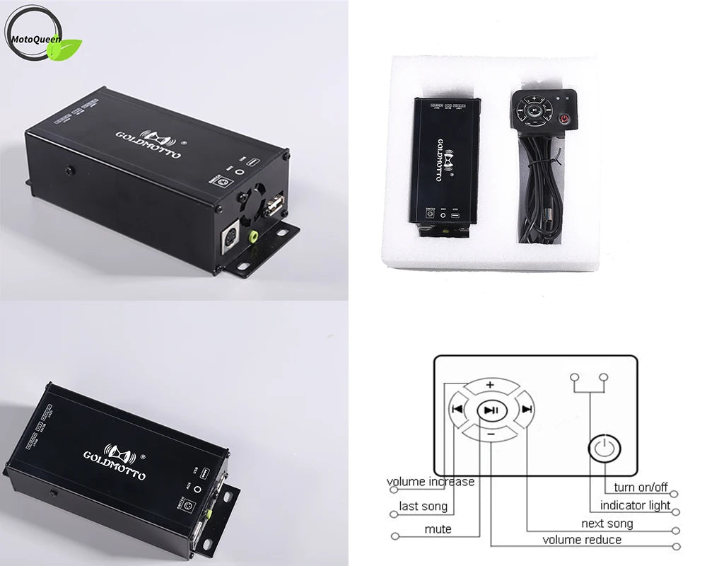 12V  Audio Amplifier  Motorcycle  Radio Speakers MP3 Player Bluetooth-Compatible For  ATV UTV Scooter FM USB Music Sound System