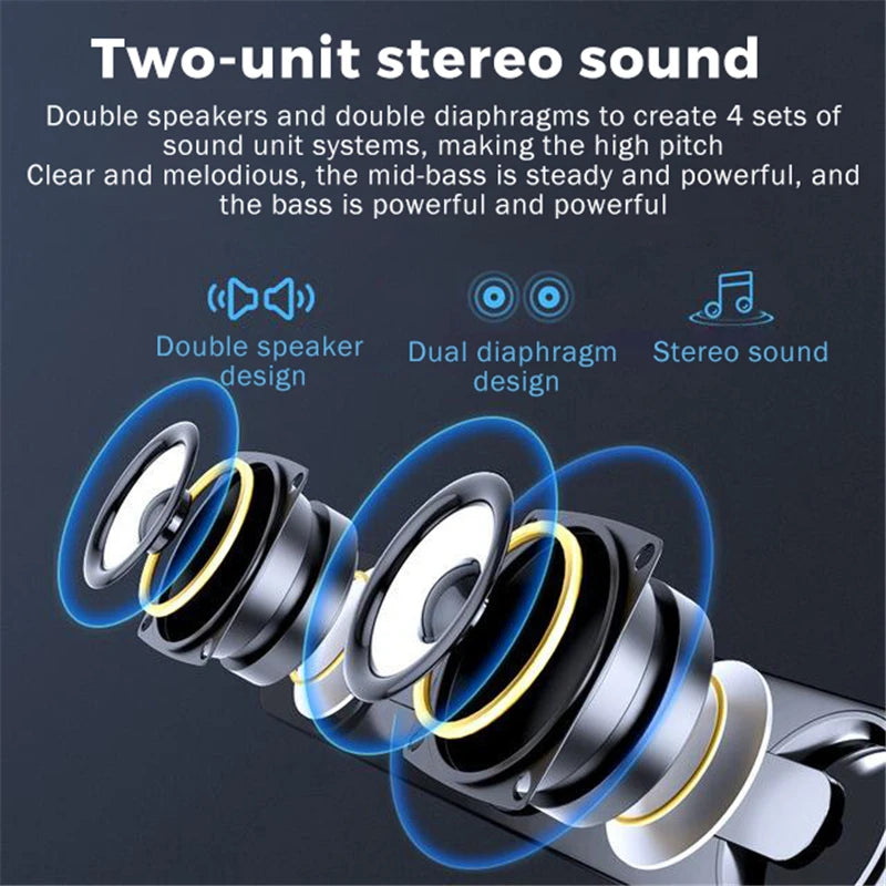 USB Wired Powerful Computer Speaker Bar Stereo Subwoofer Bass Speaker Surround Sound Box LED For PC Laptop Phone Tablet MP3