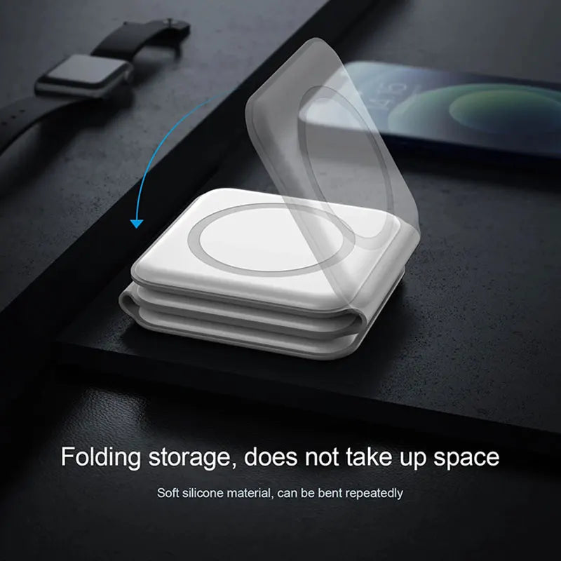 Foldable Magnetic Wireless Chargers for iPhone Smart Watch Earphones Folding 15W Fast Charging Charger Stand