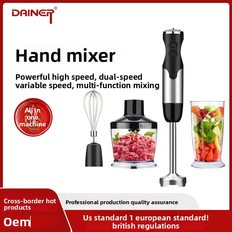 5-in-1 High-Power Professional Electric Stick Blender Household Immersion Hand Blender with Plastic Container in Stock