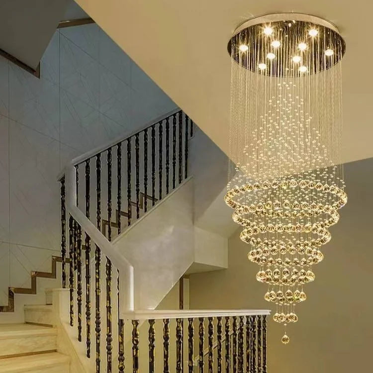 Factory Licht Luxury Crystal Chandelier Hanging Pendant Lamp for Villa Staircase Restaurant Hall Lighting