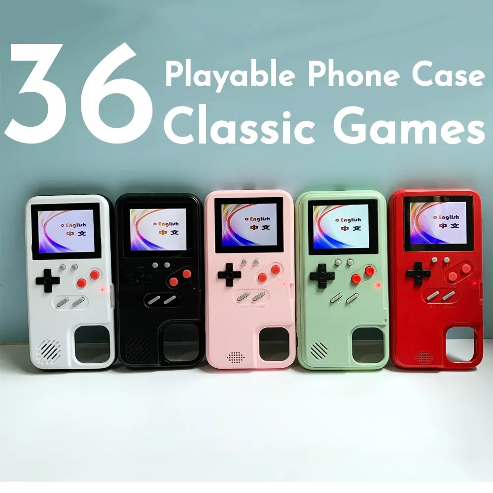 2021 Color Screen Handheld 36 Classic Game Console Phone Case Video Retro Game Player Phone Case