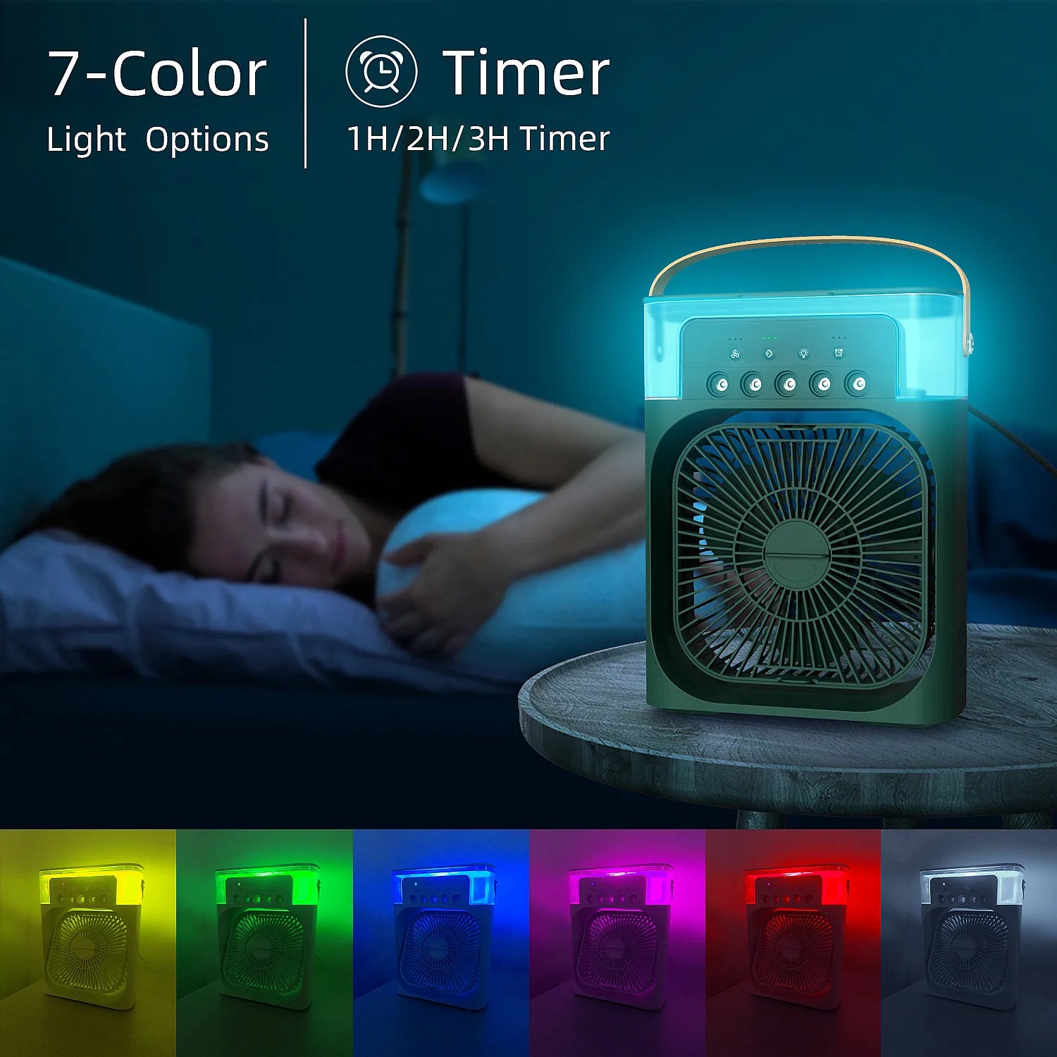 OEM Ingunar Portable Air Conditioners Fan, Air Cooler Humidifier Fan With 7 Colors LED Light Desktop Air Cooler Fan, Portatil