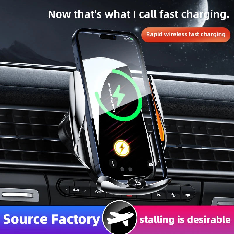 New Fashion 15w Smart Sensor Car Mount Abs Car Phone Holder Wireless Charging Cell Phone Holder With Magnetic Charging Head