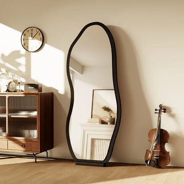 Luxury Chinese Style Full-Length Dressing Mirror Glass Wall-Mountable Floor Mirror for Home Bedroom Living Room Clothing Stores