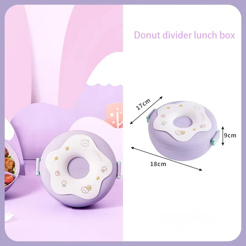 Hot Sale Cute Donut Insulated Lunch Box Microwave-Friendly Fruit Storage for Travel Camping Student Office Outdoor Picnic