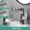 New 360 Degree Rotary Brass Basin Tap Gun Grey Pull Out Hot and Cold Bathroom Faucet with Temperature Digital Display