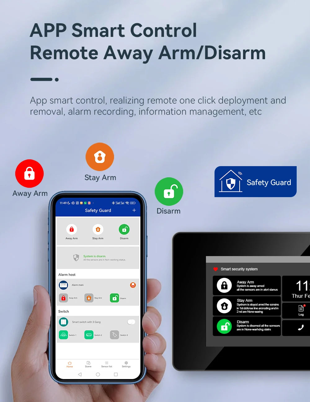 2026 Newest Tuya Smart Life  Golden Security 4.3 Inch Big Screen Gsm Wifi Alarm System with Burglar Alarm Feature Alexa Voice