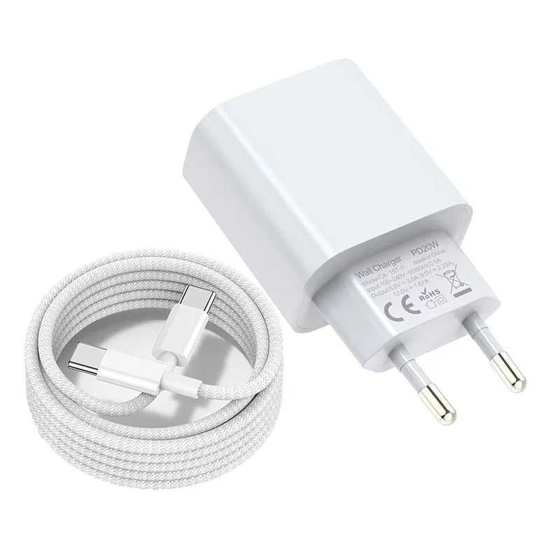 High Quality Carregadores PD 20W Usb C Charger Cable Set Fast Charging USB-C Adapter for iPhone 15 14 13 12 11 Fast Charger