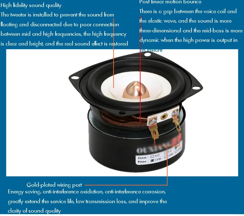 3 Inch Audio Speaker 4Ohm 8Ohm 15W Full Range Speakers Hifi Mediant Bass Loudspeaker For Home Theater DIY