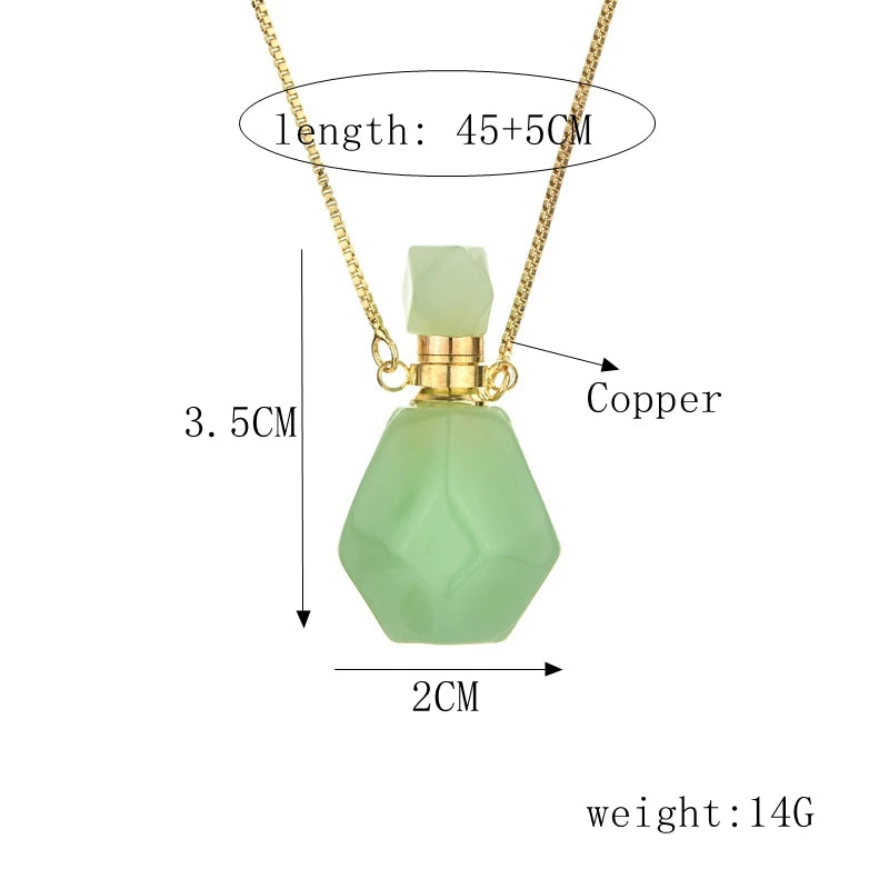 Wholesale Crystal Perfume Bottle Pendant Necklace Aromatherapy Essential Oil Natural Stone Perfume Bottle Pendant Necklace