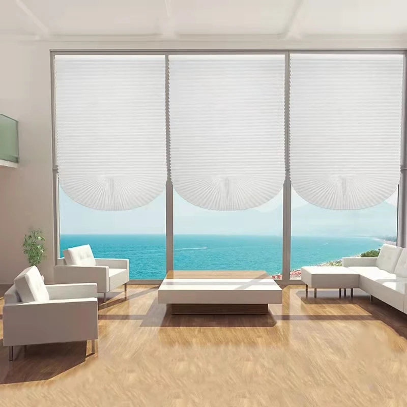 Easy to Install Light Filtering Pleated Paper Shades for Window Temporary and Portable Blinds with Clips Roman Zebra