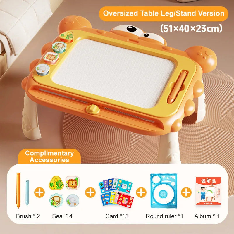 Kids Oversized Drawing Board Magnetism Writing Pad Geometry Seal for Toddlers 2-4 Years Old Graffiti Toy Baby Drawing Tray Table