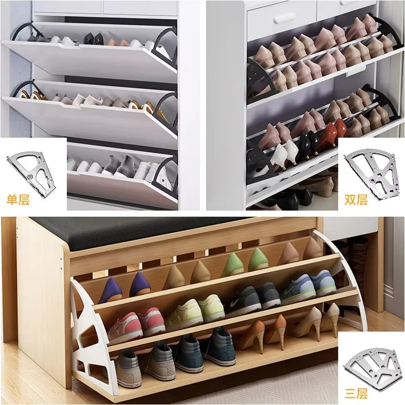 Modern Ultra-Thin Iron Shoe Storage Cabinet Slim Flip Shoe Rack with Tipping Bucket Home Entrance Furniture for Living Room