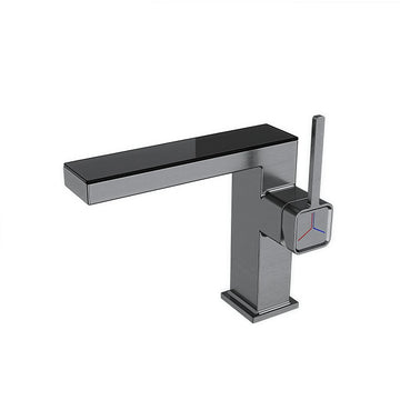 Luxury Modern Single-Hole Basin Faucet Digital Display Brushed Gold Hot Cold Water Mixer Tap Ceramic Brass Bathroom Taps