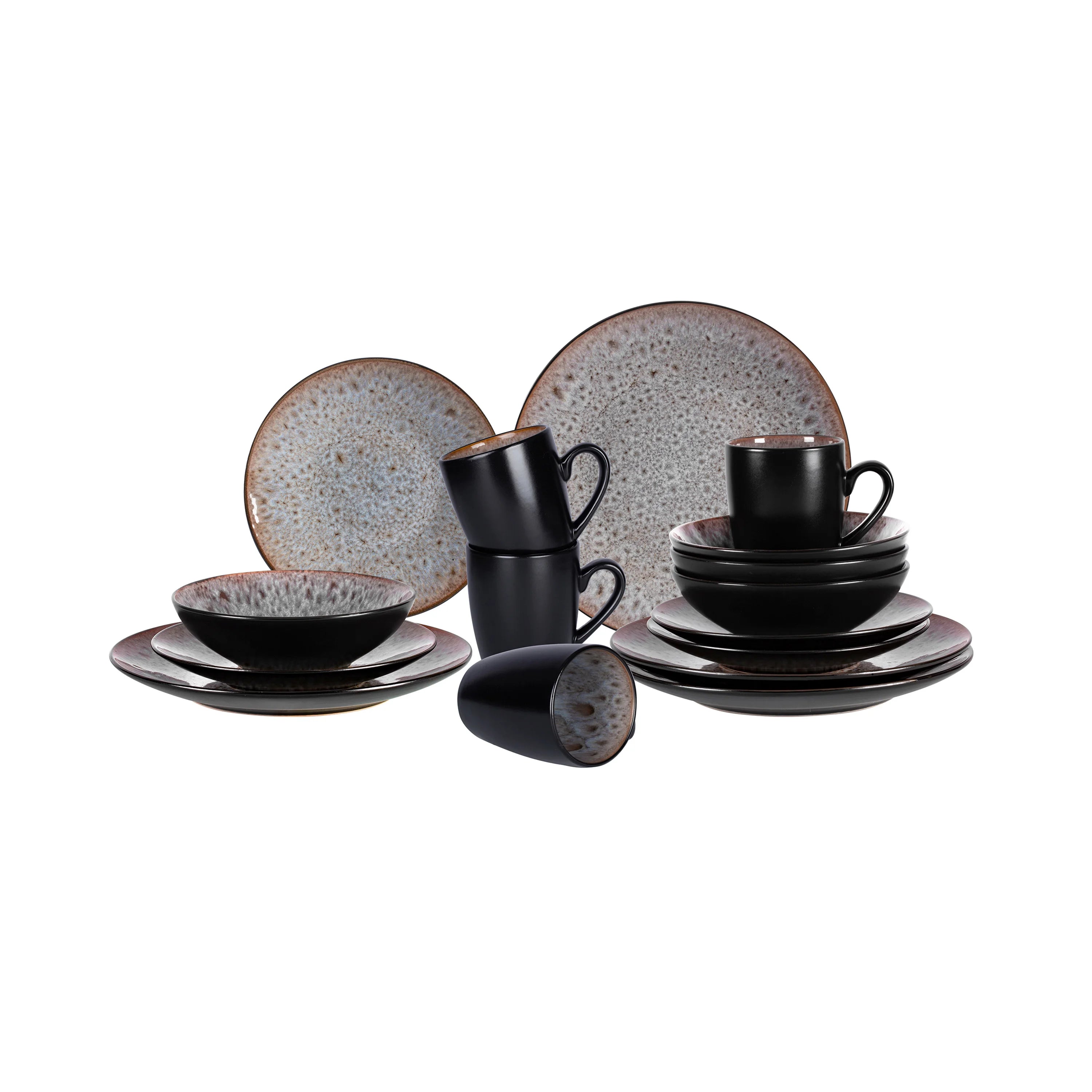 Semtember Promotion Round Kitchen Plates Set With Promotion Mug Unique Reactive Glaze Microwave Safe Dinnerware Sets for Home