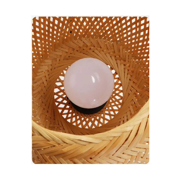 Handmade Round Rattan Shade Chandelier Natural Bamboo Pendant Lighting Wicker Chandeliers for Hotel Restaurant Bar Home Decor