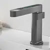 Mixer Gun Brass Basin Taps Faucet Spray Hot Cold Bathroom Basin Face Faucets Grey Modern Smart Digital Display Pull Out Down