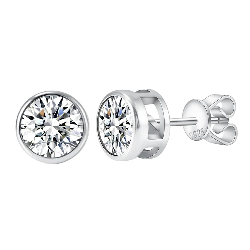 6.5mm D Color VVS1 Clarity Brilliant 1.2ct Moissanite Stud Earrings  925 Silver Fine Jewelry Earrings for Girl Wedding Earrings