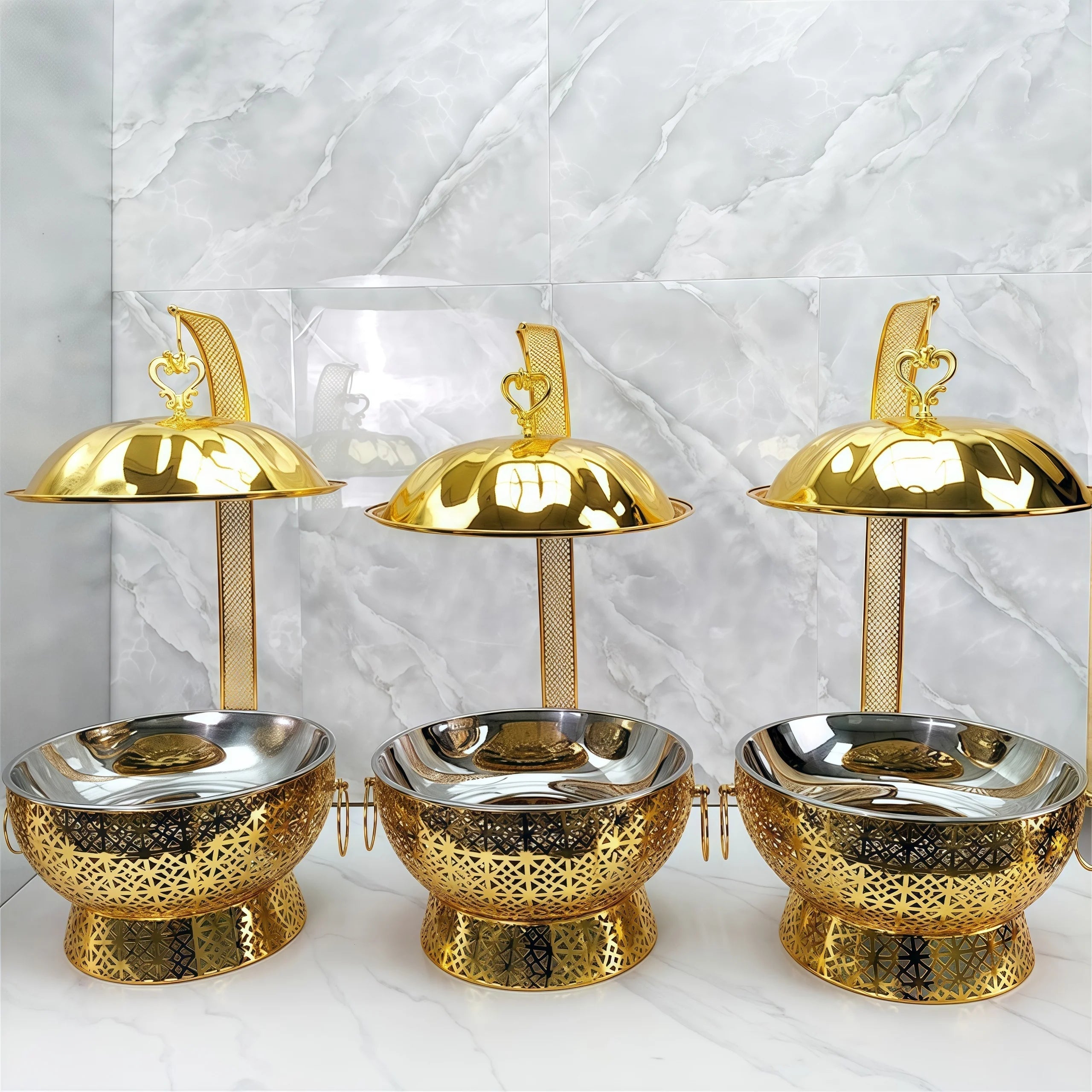 8.0L Stainless Steel Food Warmer for Hotels Weddings Banquets Chafing Dish Gold Buffet Alcohol Heating for Restaurants
