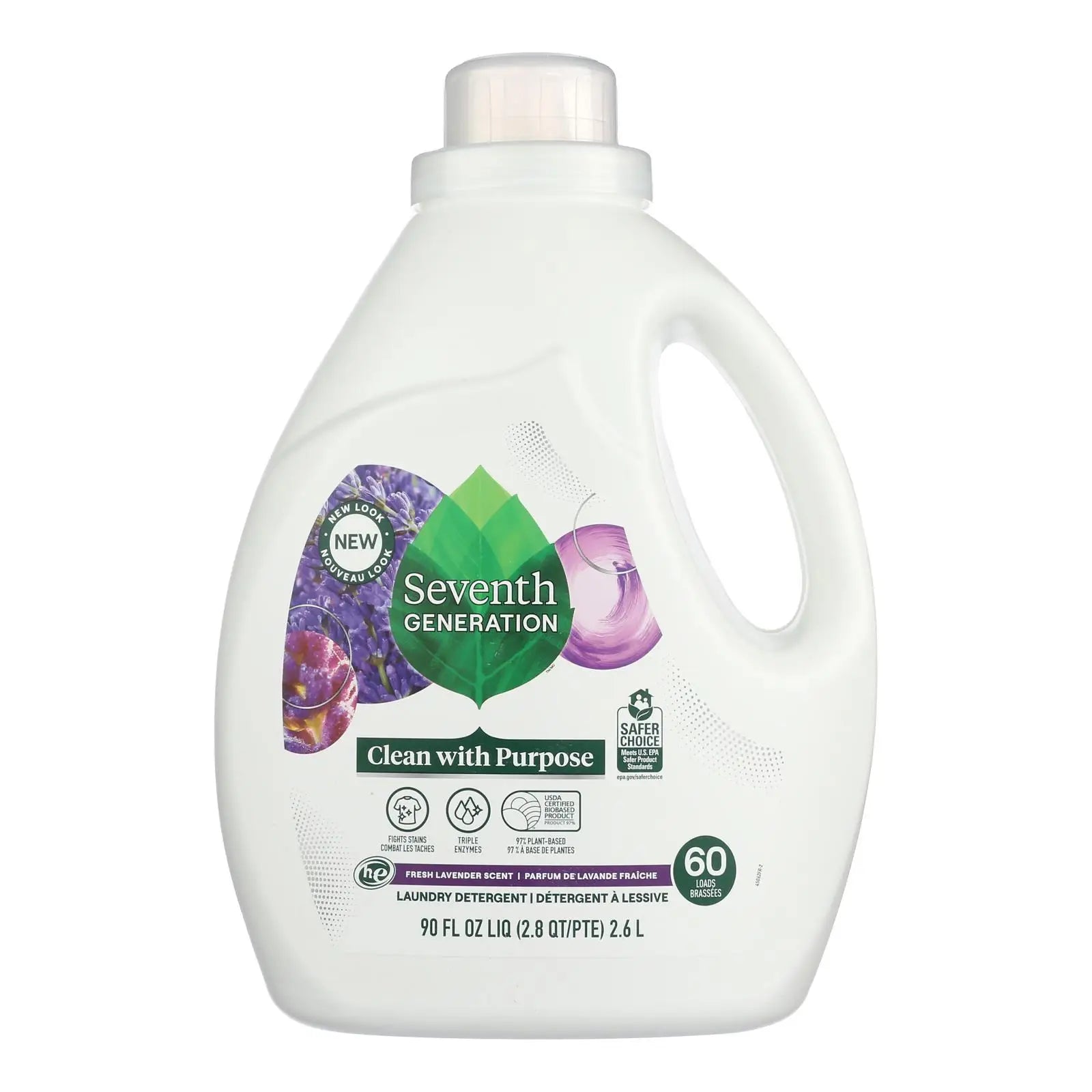 UD2 Seventh Generation Lavender Liquid Laundry Detergent Powder 4-90 FZ Case 4-Eco-Friendly Paper Bag Packaging for Clothes Wash