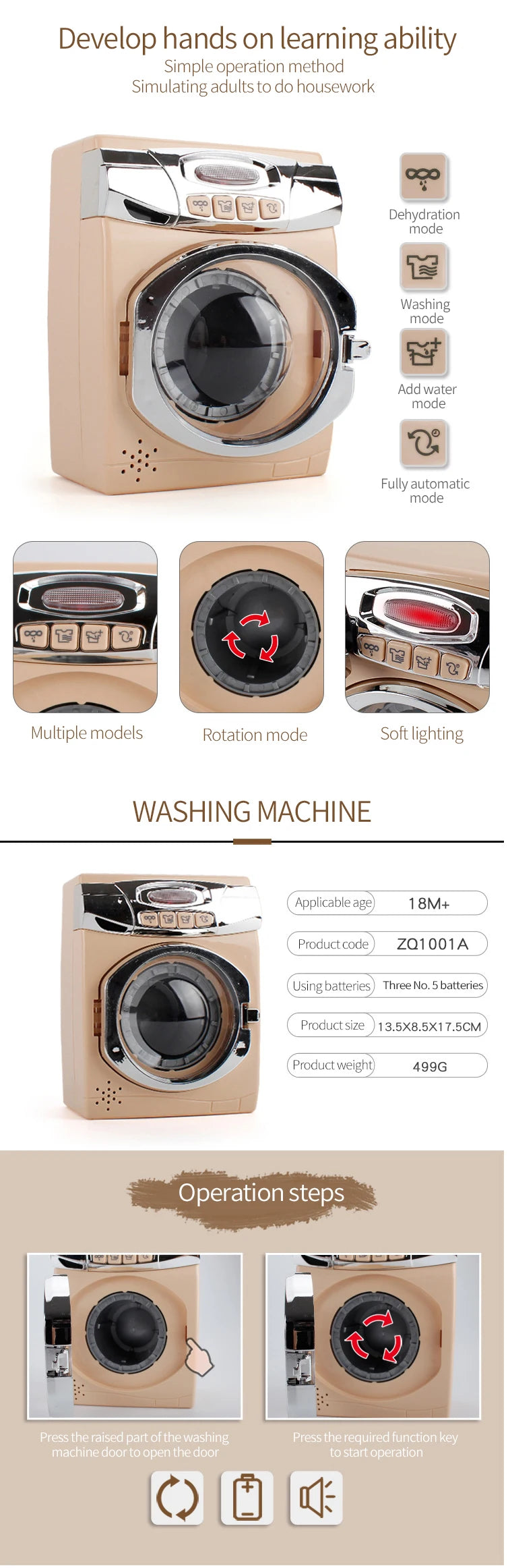 Simulation Electric Kitchen Toys Appliances Pop-up Toaster Microwave Oven Washer Dryer Mixer Blender Set Coffee Maker for Kids