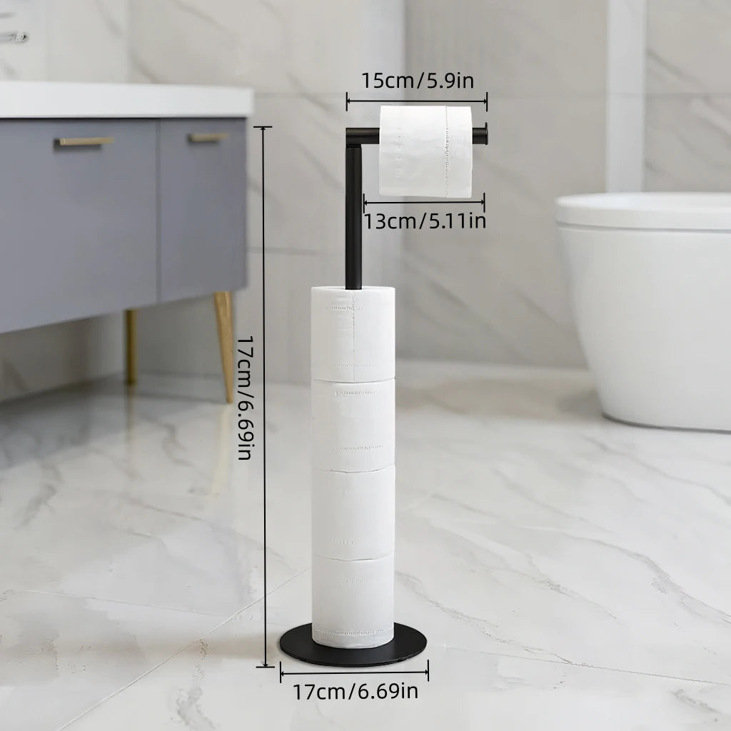 Stainless steel standing toilet paper holder - Space-saving design, can hold multiple rolls of paper, suitable for bathroom, etc