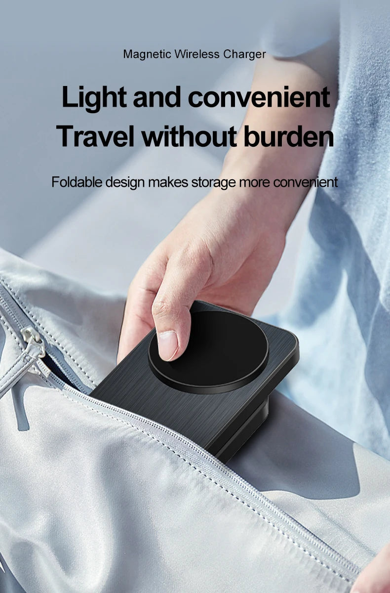 2025 Best Selling Products for Iphone 15 Magnetic Charger Stand Station Power Banks 3 in 1 Foldable Wireless Chargers 15W