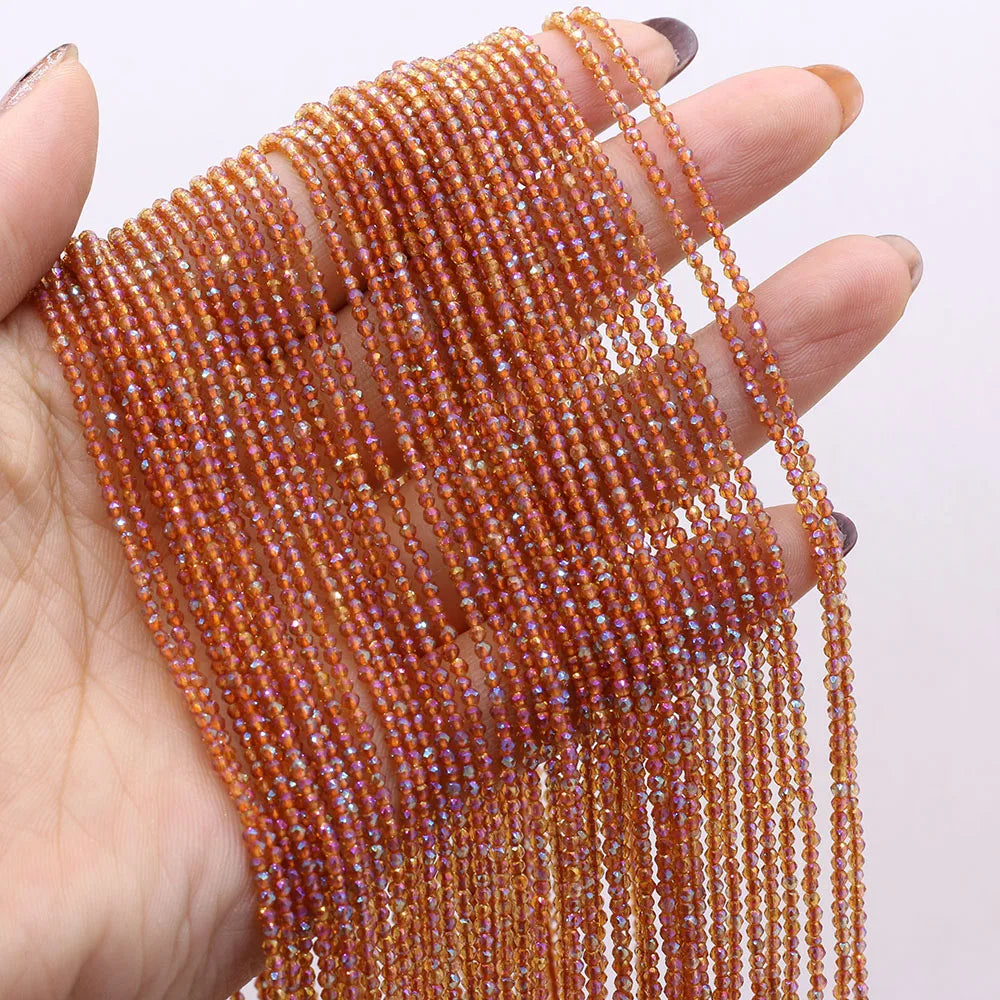 Natural Semi-Precious Stone Crystal Quartz Loose Beads Plating Color 2mm for Jewelry Making DIY Bracelet Necklace Lenght 38cm