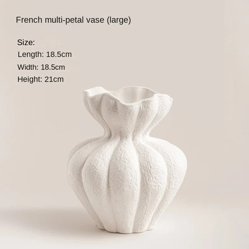 Modern Art Decor Style Glazing Pampas Grass Pot Nordic Centerpiece for Wedding Table Decoration White Ceramic Flower Vase