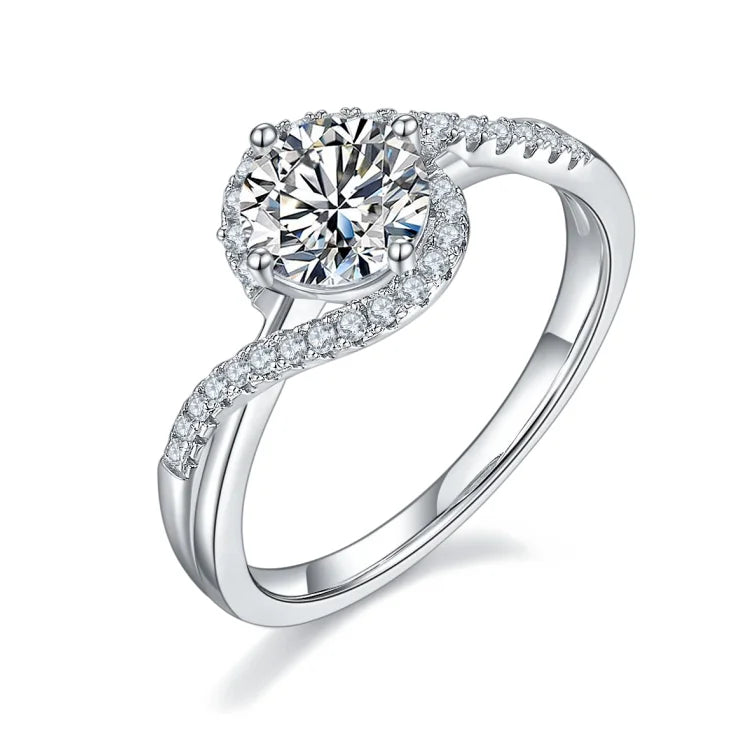 1Carat Engagement Wedding VVS Moissanite Ring 925 Sterling Silver Loose Moissanite Diamond Customizing Jewelry Rings for Women