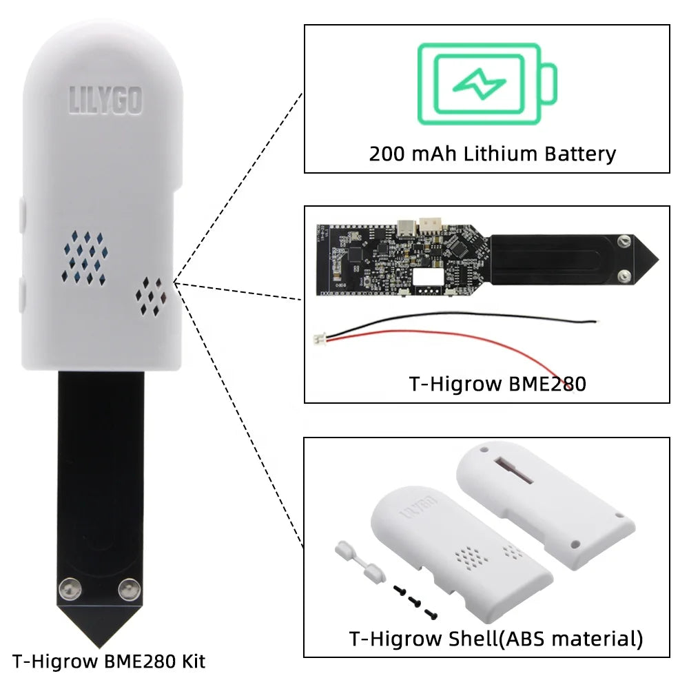 LILYGO T-Higrow ESP32 WiFi for Bluetooth Wireless Control Soil Tester DHT11 BEM280 Meter for Garden Flowers Temperature Sensor