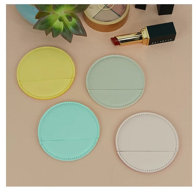 YY PU Leather Round Compact Mirror Compact Pocket Mirror Mirror with Leather Case