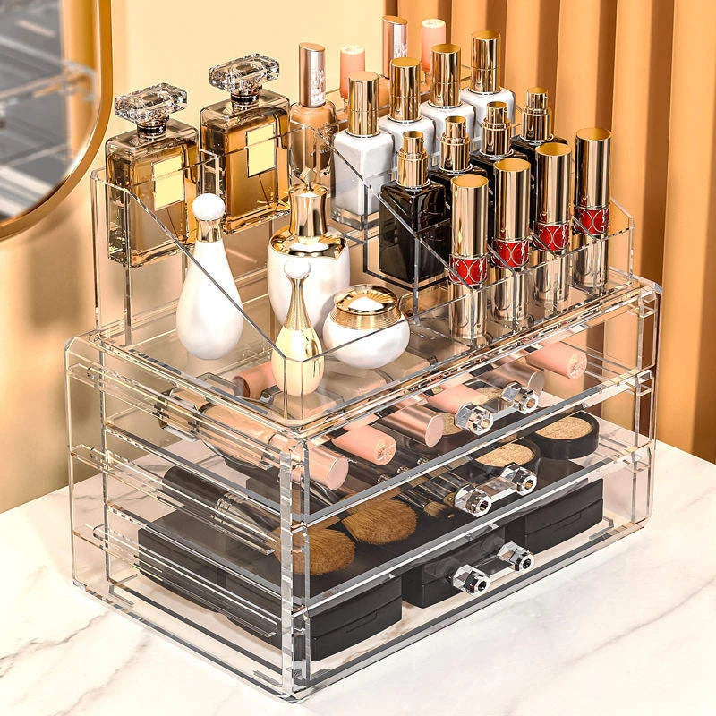 Cosmetics Beauty Supplies Acrylic Makeup Box Lipstick Jewelry Hair Accessories Makeup Brush Organizer Storage with Drawers