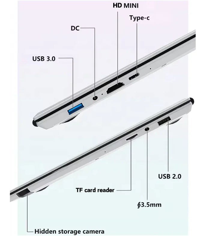 512GB SSD Personal & Home Laptops Computer Cheap Business Laptop Custom logo CPU N150 Win11 15.6+7inch Netbook