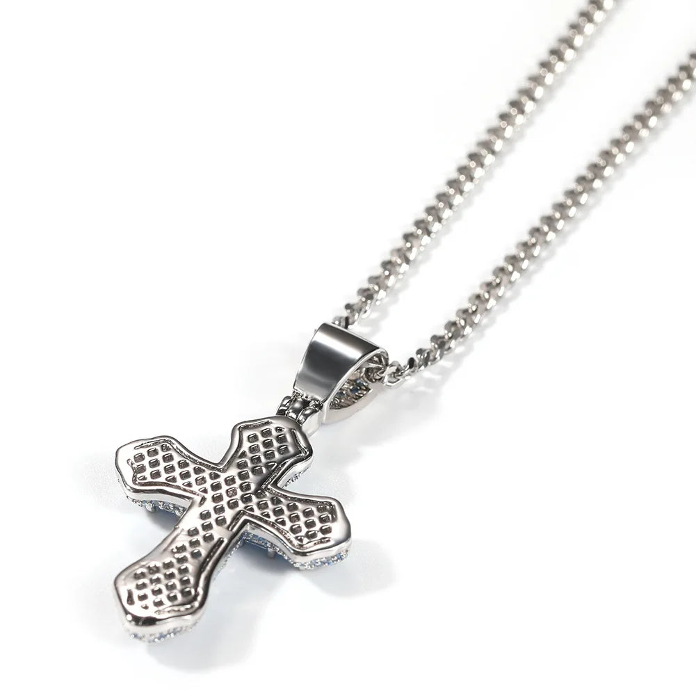 High Quality Hip-hop Cross Necklace for Men and Women Light Luxury Micro Paved Zircon Cross Pendant Necklace Wholesale