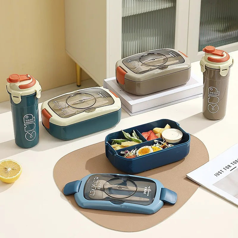 Wholesale Custom Rectangle Kids Lunch Box Set Bento BPA-Free Thermal Plastic with Bag and Water Bottle for School Food Storage
