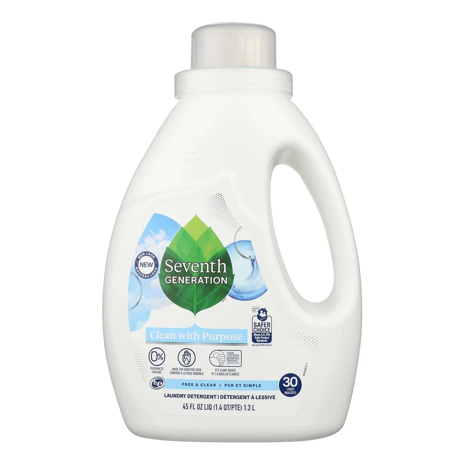 UD2 Seventh Generation Liquid Laundry Detergent Powder Free and Clear Case of 6-45 Fz Scented Cheap for Clothes Glass Wash