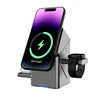 Factory  Desktop Portable QI2 Magnet Wireless Fast Charging Cube Stand 15W Magnetic Foldable 3 in 1 Wireless Charger