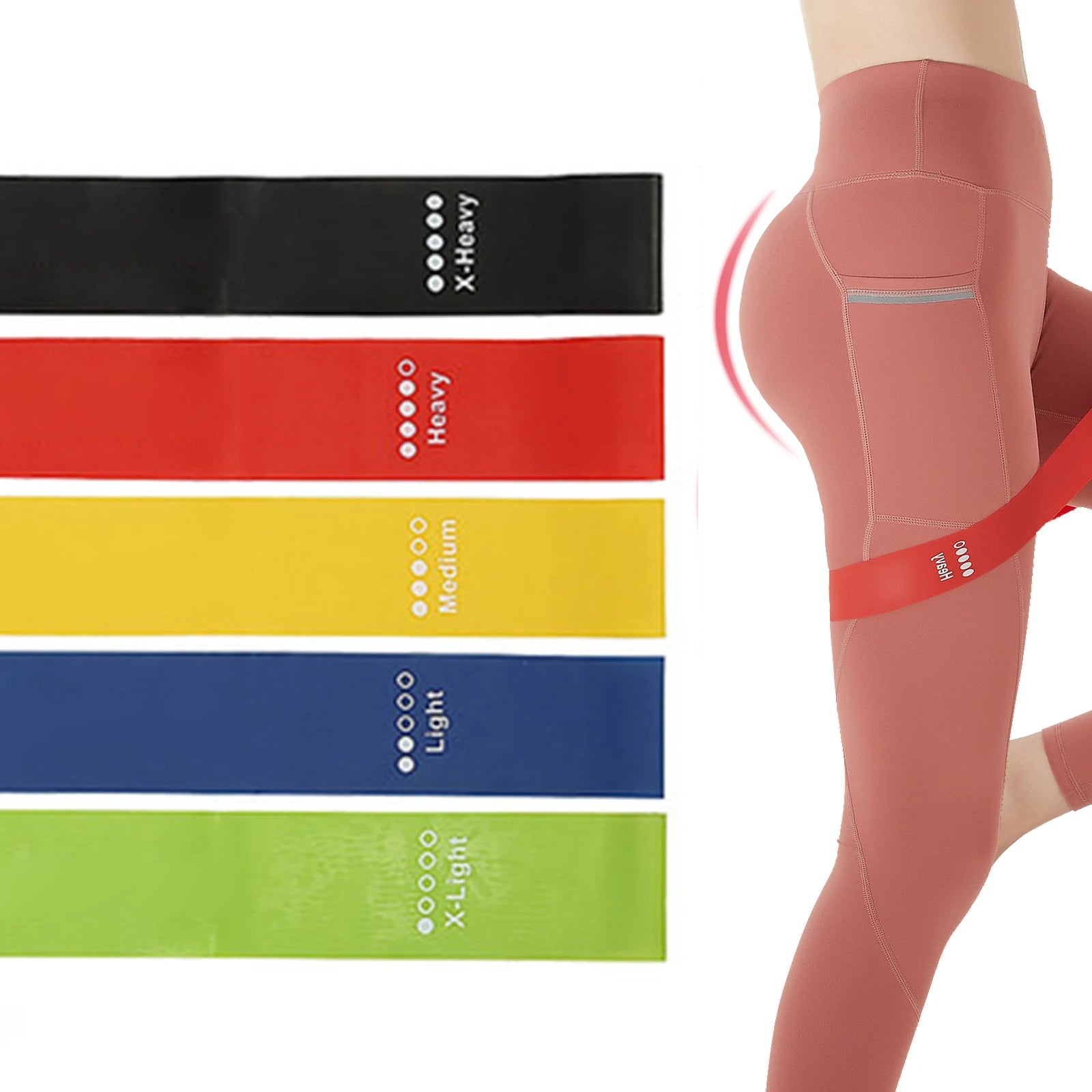 TOPKO in Stock 5 Pieces Different Level Natural Latex Resistance Loop Band Elastic Fitness Resistance Loop Fitness Bands Set