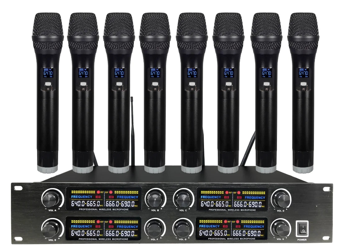 XTUGA TY-8000 8-Channel Professional UHF Cordless Conference Microphone Handheld Headset Lavalier for Meetings Wireless