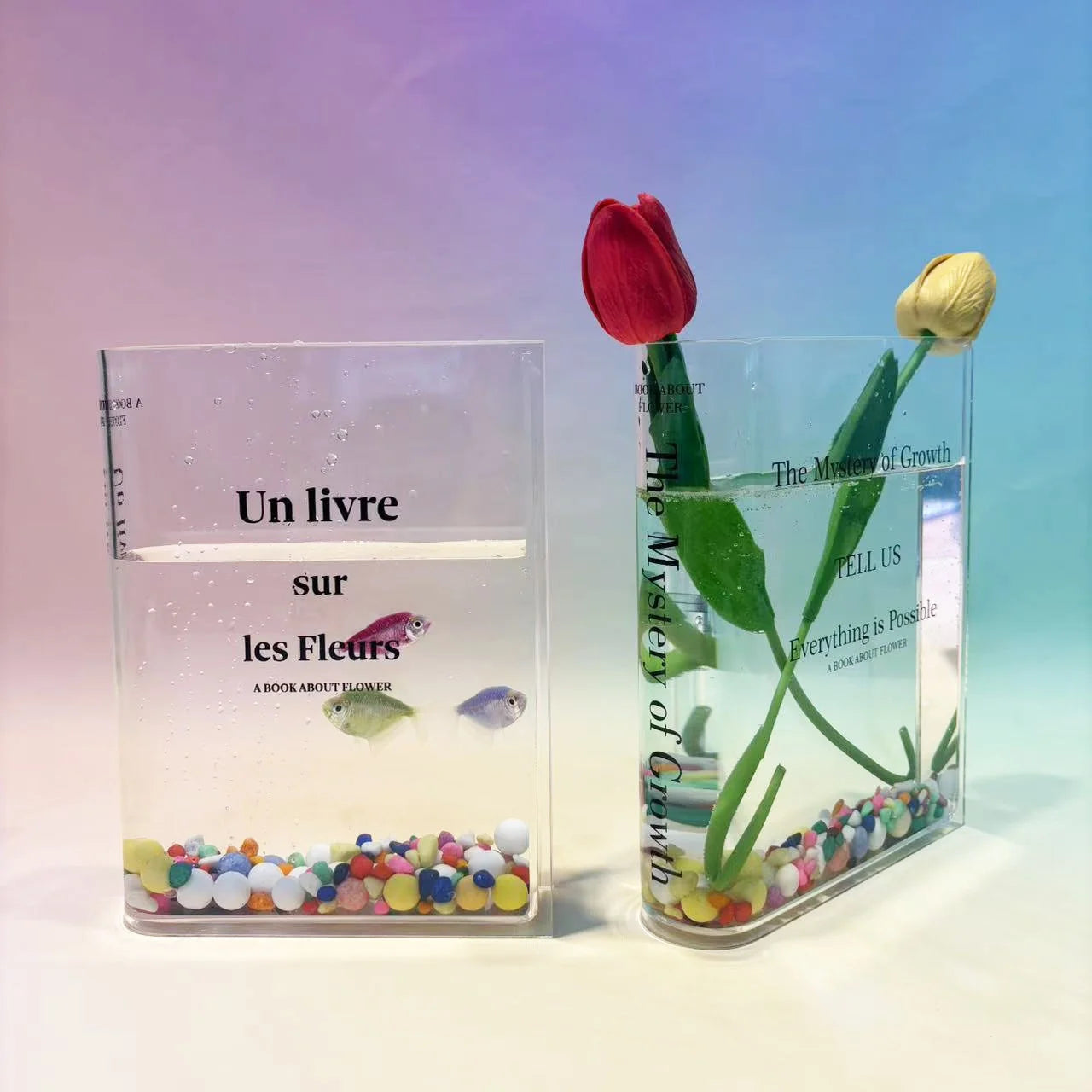 High Quality High-Transparency Acrylic Book Vase Modern Square Design with Transparent Glaze Factory Direct Sale
