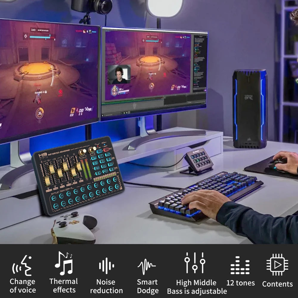 Podcast Equipment Studio Mic Soundcard Sound Card With Effect for Youtube Podcasting Broadcast Recording Streaming Gaming