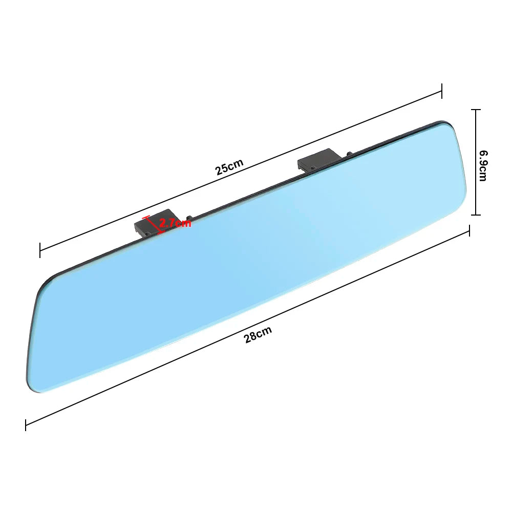 2.5D Full Screen HD Glass Anti-glare Wide-angle Blue Frameless Mirror Car Interior Rear View Mirror 3000R Micro Curvature Lens