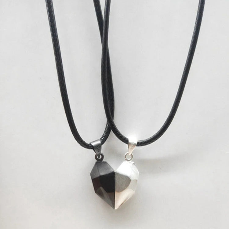 Creative Magnet Couples Necklace for Women Men Two Souls One Heart Pendant Choker for  Wishing You Me Boyfriend Girlfriend