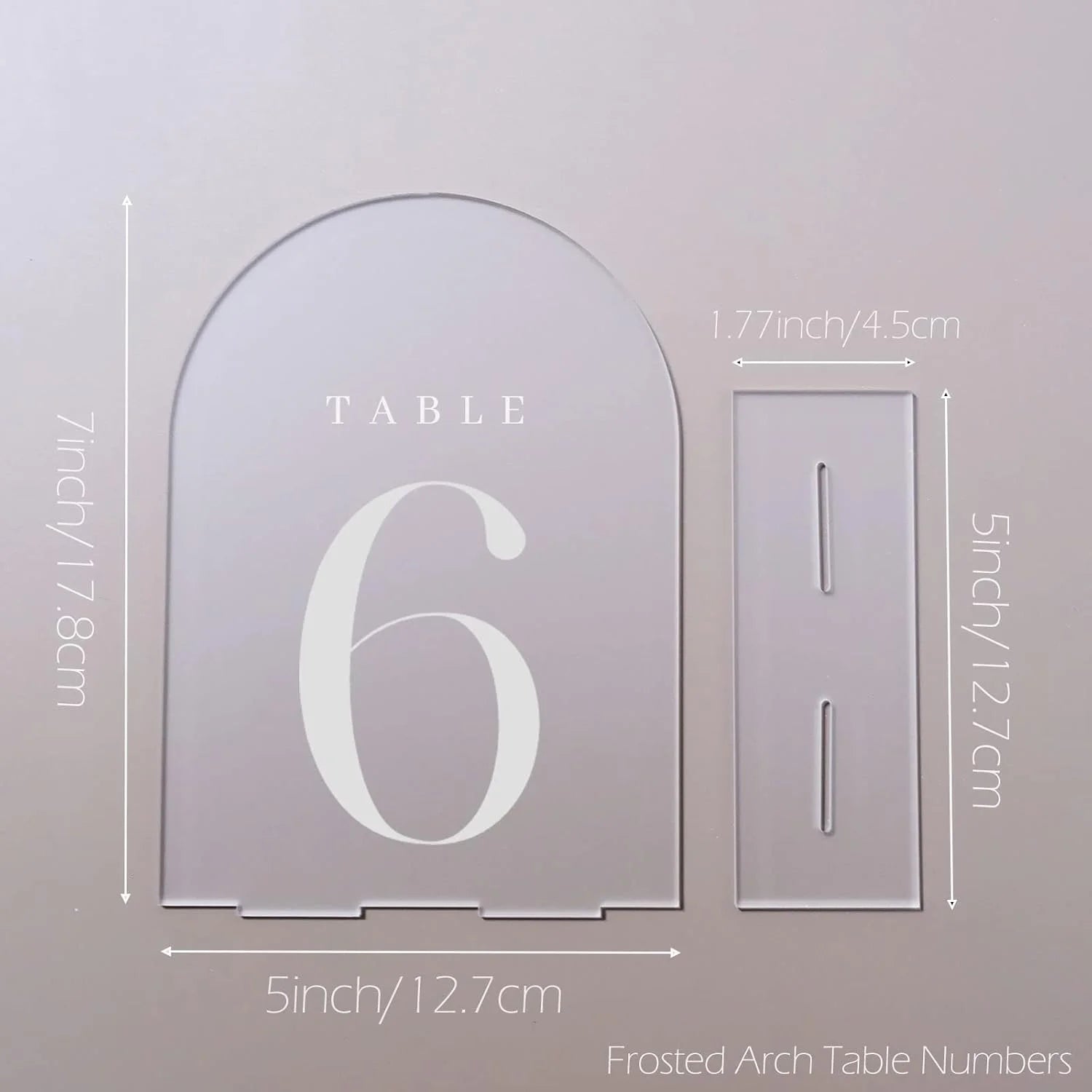 Frosted Arch Table Numbers 1-5 with Stands, 5 Pack Frosted Arch Acrylic Table Numbers and Base, Perfect for Wedding Party Event