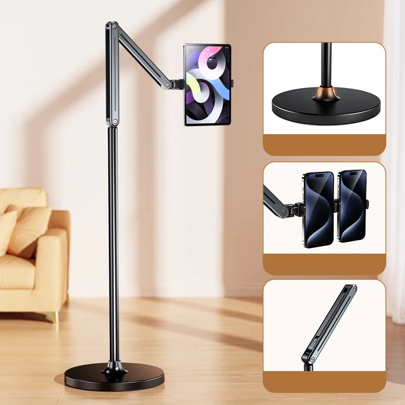 360-Degree Adjustable Universal Desk Holder Mechanical Phone Tablet Stand with Height Adjustable Metal Compatible All Devices