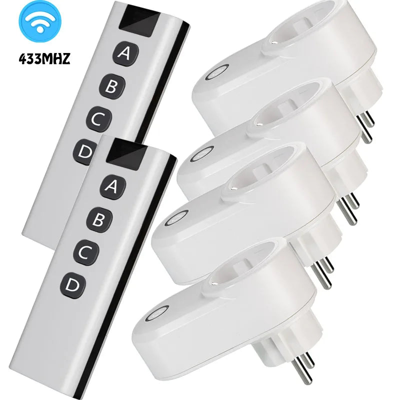 Wireless Remote Control Switch Electrical Outlet Smart EU Wall Socket and 433mhz Transmitter 220V 15A Plug for LED/Light/Lamp