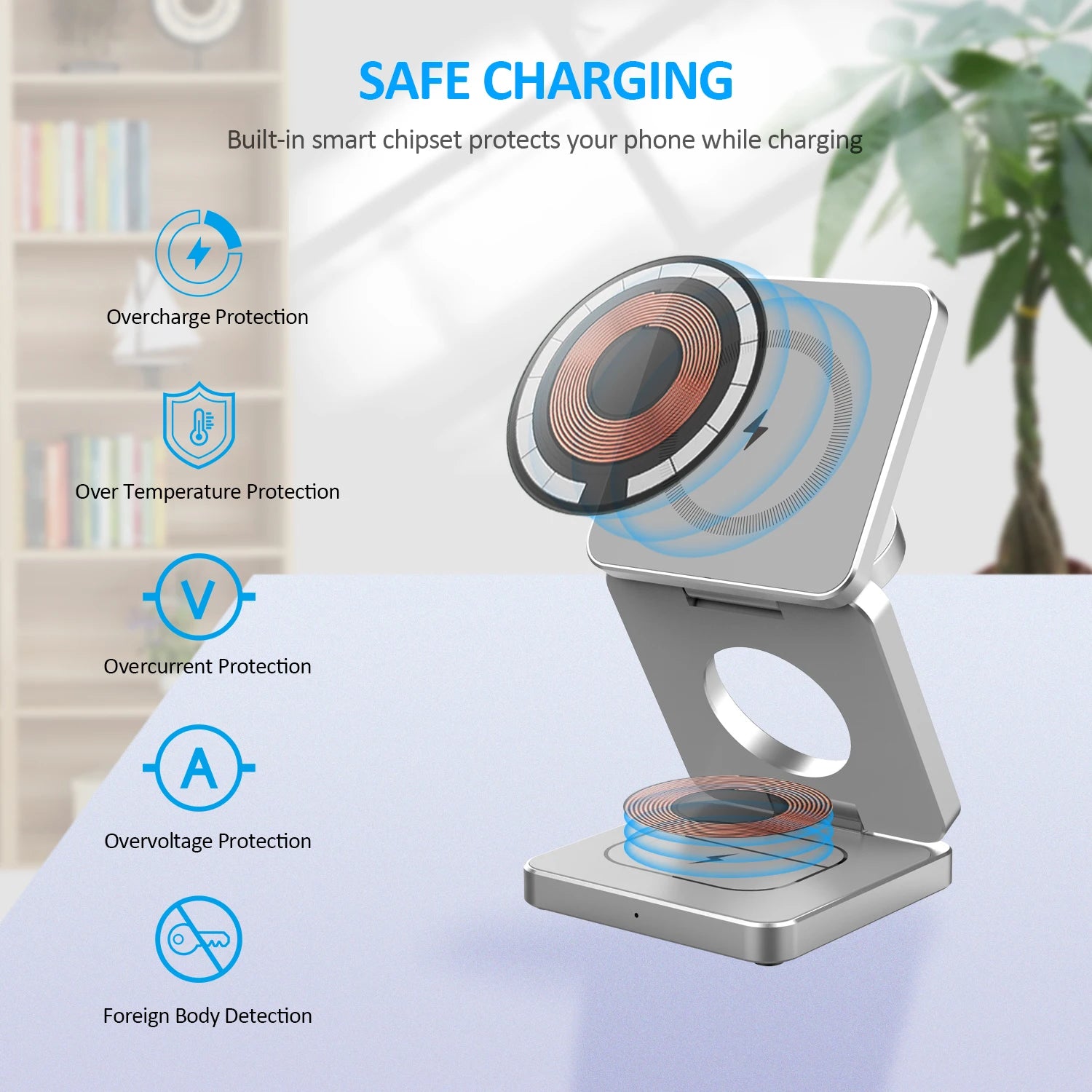 Magnetic Foldable Wireless Charger 3 in 1 Folding Wireless Charging for iPhone 17/16/15/14/13/12/ Pro Fast Charging Dock Station